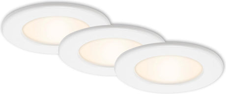 Briloner Thin - reflektory wpuszczane zestaw 3 szt. - 3 x LED 6w 450lm - ip44 (łazienkowa) - barwa światła: ciepła biała - głębokość montażu: 30mm - wymiary montażowe: 100mm - produkt: ø115mm - biały
