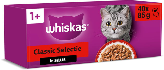 Karma dla kotów Whiskas - dla dorosłych 1+ - klasyczna selekcja w sosie - 40x85g