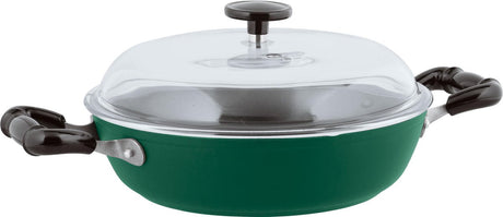 Roczna patelnia do smażenia Sambonet - w komplecie. pokrywa - aluminiowa - ø24cm - zielona
