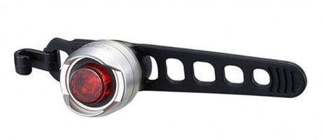 Lampka rowerowa tylna Cateye orb – oświetlenie rowerowe LED – czas świecenia od 50 do 100 godzin – akumulator – trzy tryby świecenia – srebrna