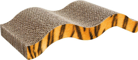Kartonowy drapak Flaming mawimbi – brązowy róż czarny – 40,5 x 20 x 7,5 cm – kompaktowy i stylowy drapak dla kotów
