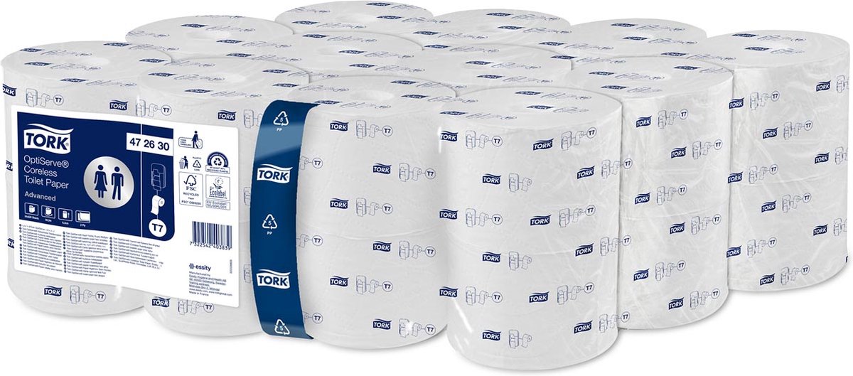 Tork hulsloos mid-size toiletpapier 2-laags wit t7 advanced (24×900 vel)