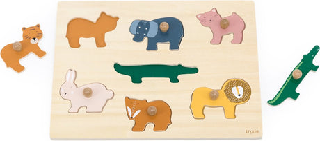 Puzzle drewniane Trixie - zabawka edukacyjna - puzzle dla malucha - puzzle w kształcie zwierzątek - 7 elementów