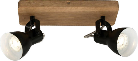 Briloner Arbo - lampa sufitowa - reflektor obrotowy - 2-punktowe gu10 max. 35w - materiał: drewno i metal - kolor: czarny