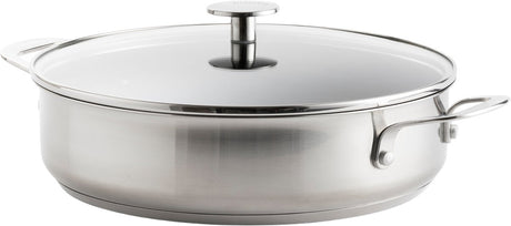 Patelnia do smażenia Kitchenaid z pokrywką 28 cm - 4,3 l - powłoka nieprzywierająca niezawierająca pfas - patelnia do smażenia indukcyjnego - patelnia do smażenia ze stali nierdzewnej - można używać w piekarniku do 230 stopni - srebrny