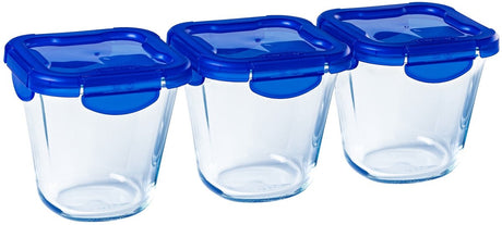 Pyrex - pudełko na lunch Cook Go z pokrywką 800 ml zestaw 3 sztuk - przezroczysty niebieski