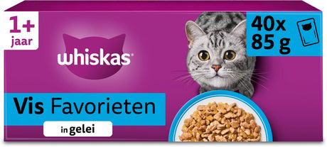 Karma dla kotów Whiskas - dla dorosłych 1+ - selekcja ryb w galarecie - 40x85g