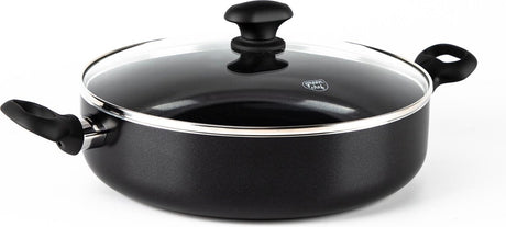 Diamentowa patelnia do smażenia Greenchef 28 cm z pokrywką - 4,25 l - powłoka nieprzywierająca niezawierająca pfas - patelnia indukcyjna - patelnia ceramiczna - można używać w piekarniku do 160°c - uchwyt chłodzący - szklana pokrywa - czarna