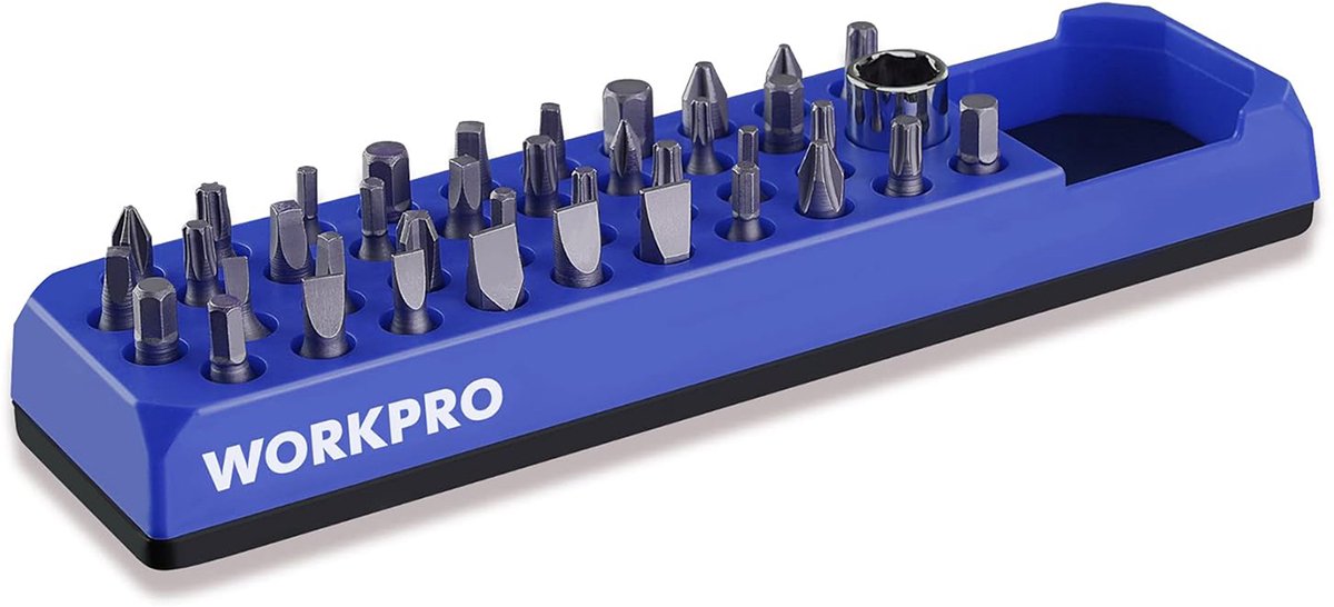 Workpro wp433056 magnetische bit-organizer – capaciteit 38 bits 1 adapter