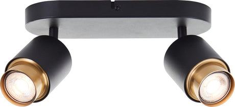 Brilliant Covelo - reflektor sufitowy - gu10 2x5w - 3000k - czarne złoto