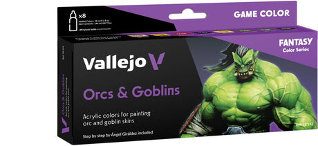 Farba akrylowa Vallejo - 72192 orki - gobliny - fantasy i gry wojenne - kolor gry - zestaw akrylowy - 8x zestaw farb - 8x 18 ml