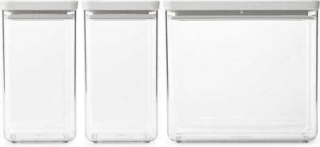 Brabantia smaczne+ pojemniki do przechowywania - sztaplowane - 1,6 + 1,6 + 3,5 l - jasnoszary