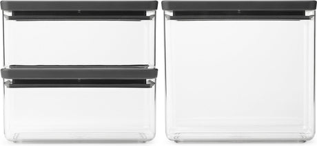 Brabantia smaczne+ pojemniki do przechowywania - sztaplowane - 1,5 + 1,5 + 3,5 l - ciemnoszary