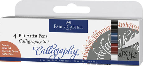 Pióro do kaligrafii Faber-castell - pióro do rysowania - pióro Pitt Artist - zestaw do kaligrafii - 4 sztuki - fc-167504
