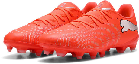 Buty sportowe unisex Puma future 9 play fg ag - świecące czerwono-biało-czarno-srebrne