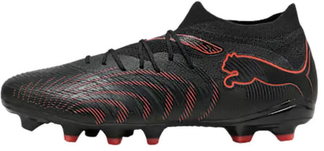 Buty sportowe unisex Puma future 9 match fg ag - czarno-świecąca czerwono-mocna szarość