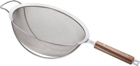 Sito Gefu passo – 24 cm – sito ze stali nierdzewnej z uchwytem z orzecha włoskiego – drobne oczka – profesjonalne sito kuchenne