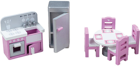 Tidlo Wooden Dollhouse Furniture Kitchen, 9dlg.
