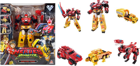 Quantum Heroes Dino Star Dino Star - Quantum Heroes - Figurki Robotów 6 w 1 - Transformowalne Mega Roboty - 28 cm - Raptor tron