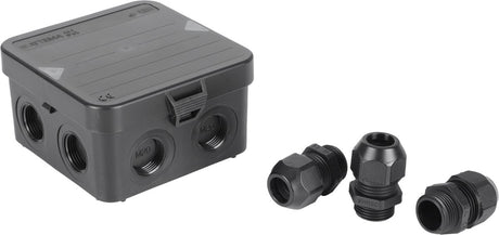 Puszka kablowa Attema m20 - czarna - 3 dławiki kablowe - ip65
