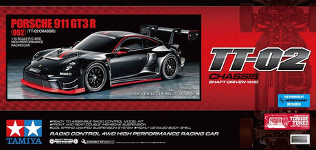 Model samochodu Tamiya - 58745 samochód zdalnie sterowany - porsche 911 gt3 r - 992 - z certyfikatem plastik rc - 1:10 - modelarstwo