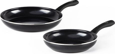 Zestaw patelni diamentowych Greenchef 2-częściowy - 20 28 cm - powłoka nieprzywierająca niezawierająca pfas - zestaw patelni indukcyjnych - patelnia ceramiczna - można używać w piekarniku do 160°c - uchwyt chłodzący - czarny