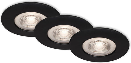 Briloner - Reflektory wpuszczane LED - zestaw 3 szt. - możliwość przyciemniania - czarny - 5w - ip44 - 3000 k