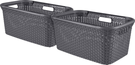 Kosz na pranie w stylu Curver - 45l - 2 sztuki - antracyt