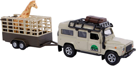 Dziecięcy Globe Land Rover Defender + przyczepka z żyrafą