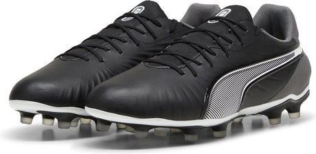 Buty sportowe unisex Puma king match fg ag - czarno-biało-fajny ciemnoszary