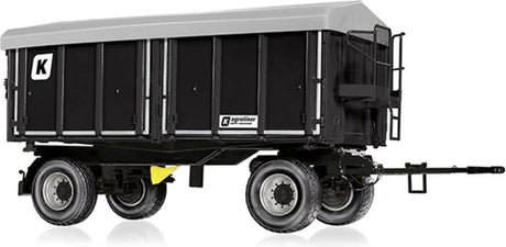 Wiking 077867 Przyczepa wywrotka dwuosiowa trójstronna Kröger HDK 302, model, 1:32, metal plastik, od 14 lat, wiele funkcji, zdejmowany dach, funkcja wywrotu na bok i do tyłu, czarna