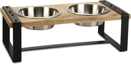Zaprojektowana przez Lotte Karinto miska na karmę dla psów - zestaw obiadowy - miska na karmę dla psów miska do picia - drewno metal - 2x1300ml - rozmiar l