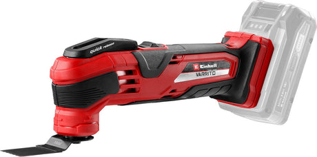 Multitool akumulatorowy Einhell varrito li solo - power x-change - 18 v li-ion - elektroniczna kontrola prędkości - w zestawie. 6 nasadek i 9 arkuszy papieru ściernego - nie zawiera. akumulator i ładowarka