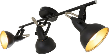 Briloner leuchten soft - reflektor sufitowy 3-punktowy - lampa sufitowa retro wersja vintage - oprawa: E14 max. 40 watów - metal czarne złoto 55,4 x 10 x 18,1 cm