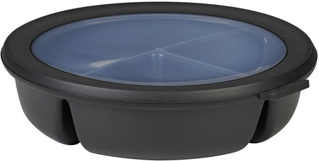 Mepal - wielomisowe pudełko do przechowywania żywności cirqula - 3-przedziałowa miska na bento - 250 ml. 250 ml 500 ml - okrągły - nordycka czerń