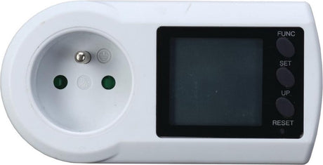 Profilowe gniazdo licznika energii - licznik zużycia - wyświetlacz LCD - kolor biały - pin masa