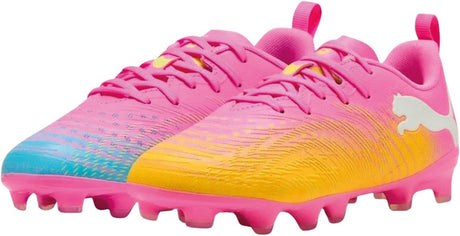 Buty sportowe puma future 9 play fg ag jr unisex - trujący róż-sun stream-bright aqua-biały