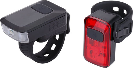 Zestaw oświetlenia rowerowego Bbb cycling spark 2.0 - 20 do 100 lumenów - akumulator USB C - czas świecenia: 28 godzin - zestaw oświetlenia rowerowego LED biały i czerwony - bls-153