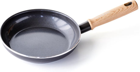 Patelnia Greenchef Vintage 20cm - powłoka nieprzywierająca niezawierająca pfas - patelnia indukcyjna wok - patelnia ceramiczna - można piec w piekarniku do 160°c - drewniany uchwyt - uchwyt chłodzący - czarny