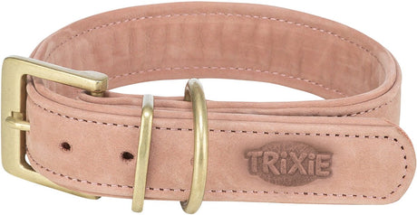 Obroża dla psa Trixie - skóra nubukowa różowa L-XL 52-63x4 cm - wygodna i podwójna podszewka