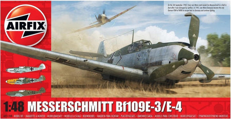 Zestaw modeli do składania samolotu Airfix - 05120b messerschmitt bf109e-3 e-4 ii wojny światowej - niemiecki samolot śmigłowy plastikowy - 1:48 - modelarstwo