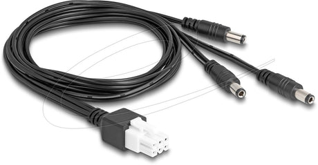 Delock Kabel mini-fit 4,2 mm 6-pinowy męski na 3 x DC 5,5 x 2,5 mm męski czarny