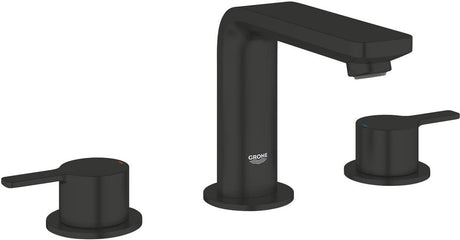 Grohe lineare nowa trzyotworowa bateria umywalkowa w rozmiarze M – z korkiem – ecojoy – szybkie mocowanie – czarny mat