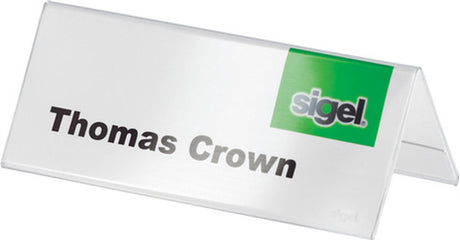 Stojak stołowy Sigel 100x60mm krystalicznie przezroczysty kształt dachu 10 sztuk
