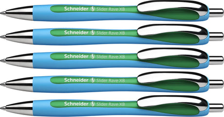 Przyrządy do pisania Schneider Długopis Schneider - slider rave - stalówka xb - szerokość pisania 1,4 mm - kolor pisania zielony - 5 sztuk - s-132504-5