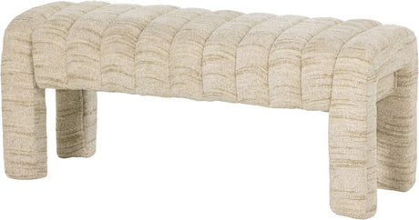 Ławka Woood frex tapicerowana - bouclé - naturalny - 48x110x43