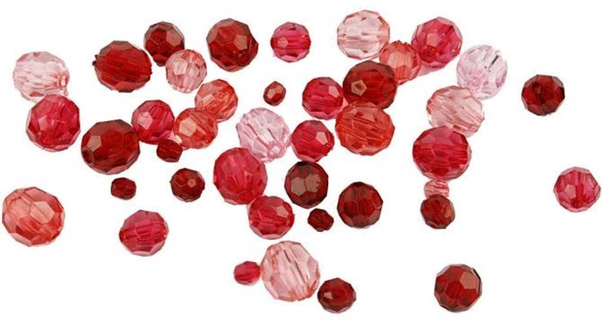 Firma Creativ cc koraliki fasetowane plastikowe mix 4-12 mm czerwona harmonia 170 sztuk