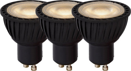 Lucide mr16 - lampa led - ø 5 cm - led ściemnialna - gu10 - 3x5w 3000k - czarny - zestaw 3 szt.