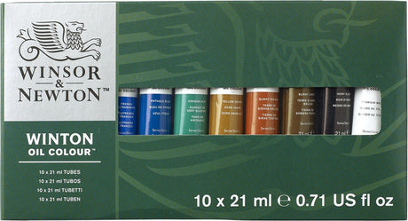 Winsor Newton 1490697 Zestaw startowy farb olejnych Winton – 10 × 21 ml – Farba olejna dla artystów i początkujących