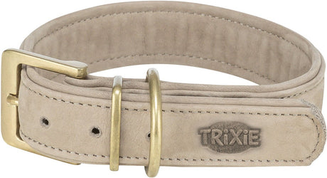 Obroża dla psa Trixie - skóra nubukowa jasnoszara xs 25-31 cm - podwójna podszewka z d-ringiem